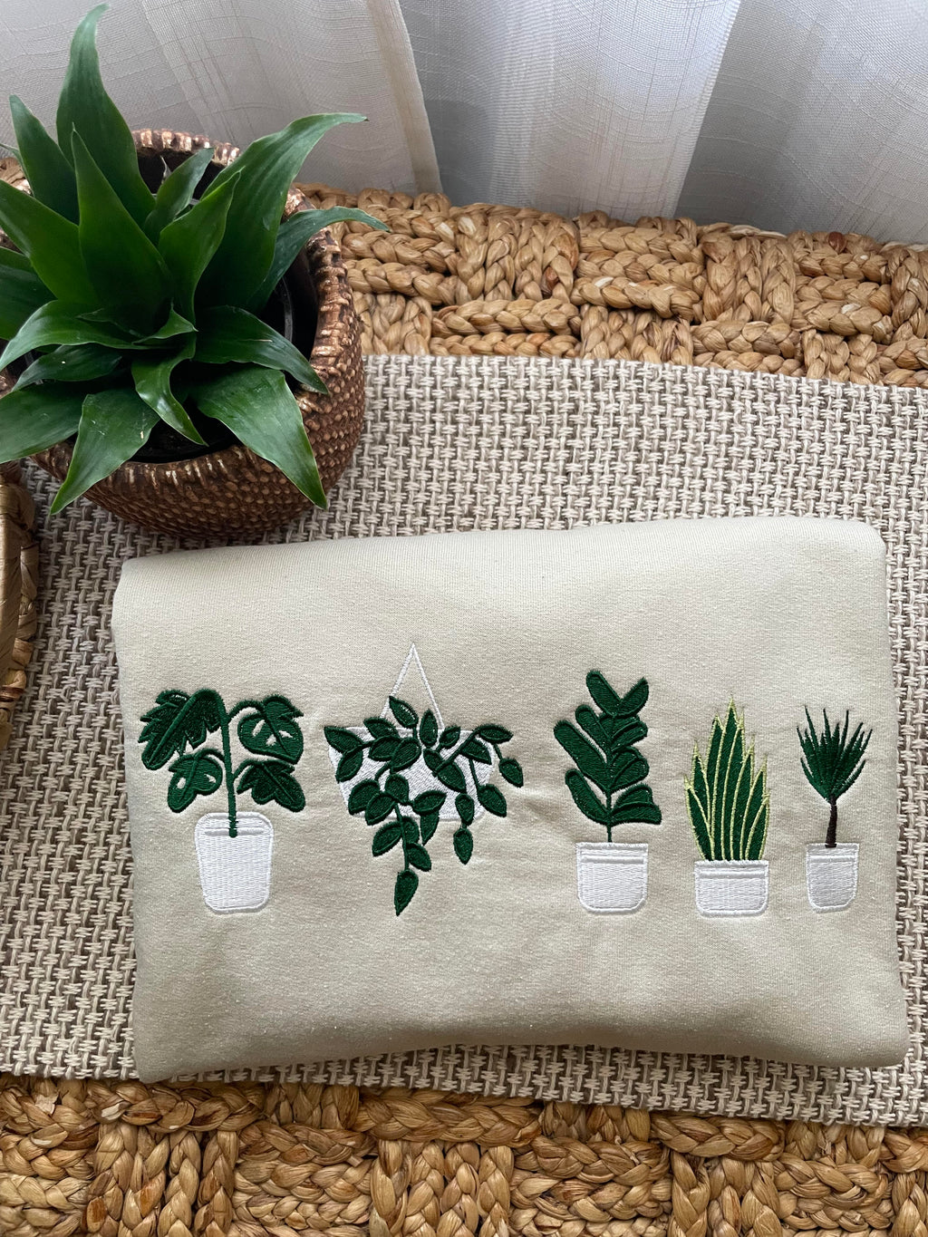 Cozy Plant Lover Embroidered Crewneck