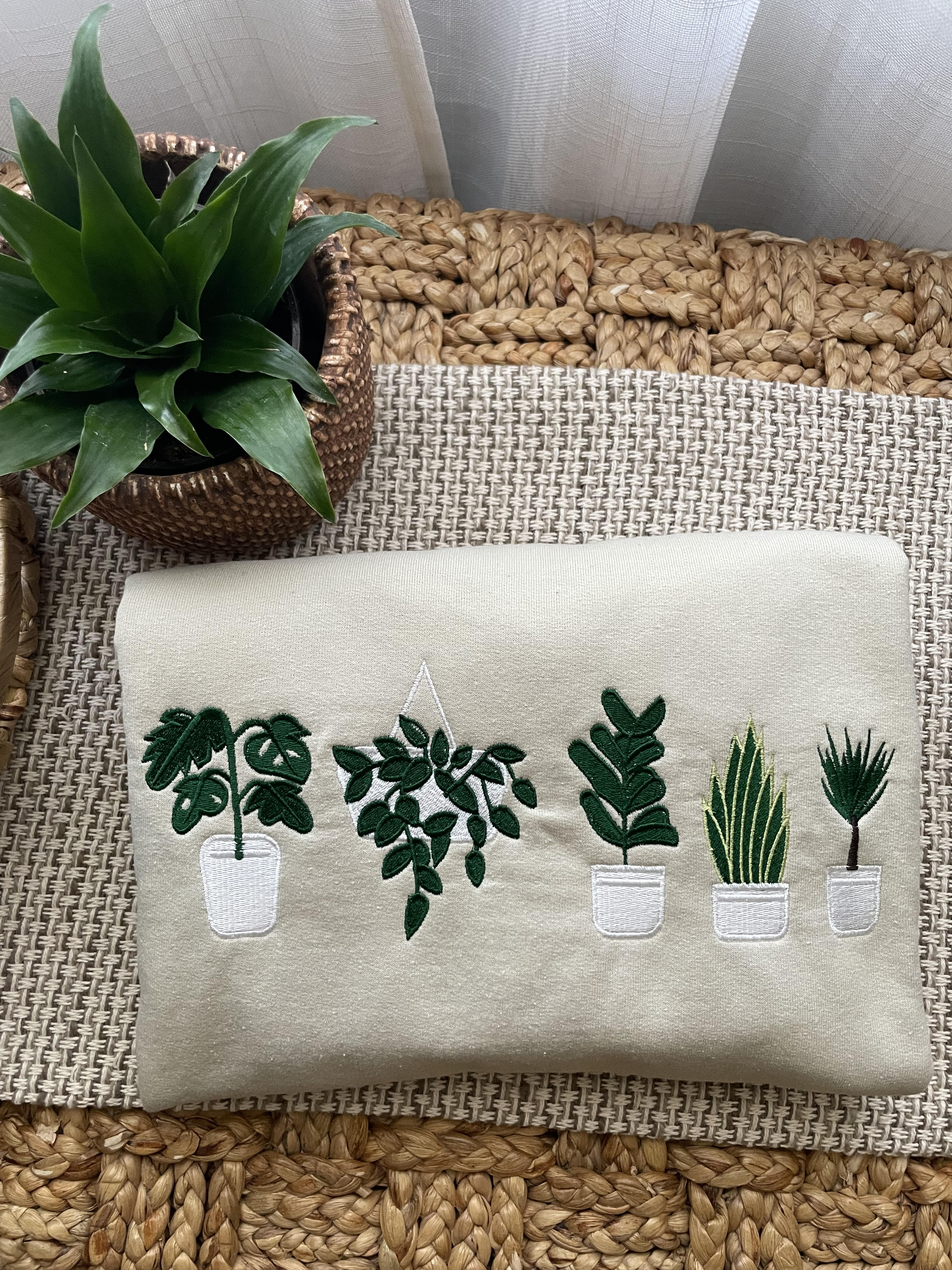 Cozy Plant Lover Embroidered Crewneck